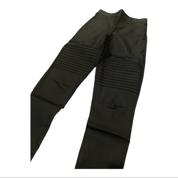 Oober Swank Coated High Waisted Moto Leggings Black - Picture 6 of 14